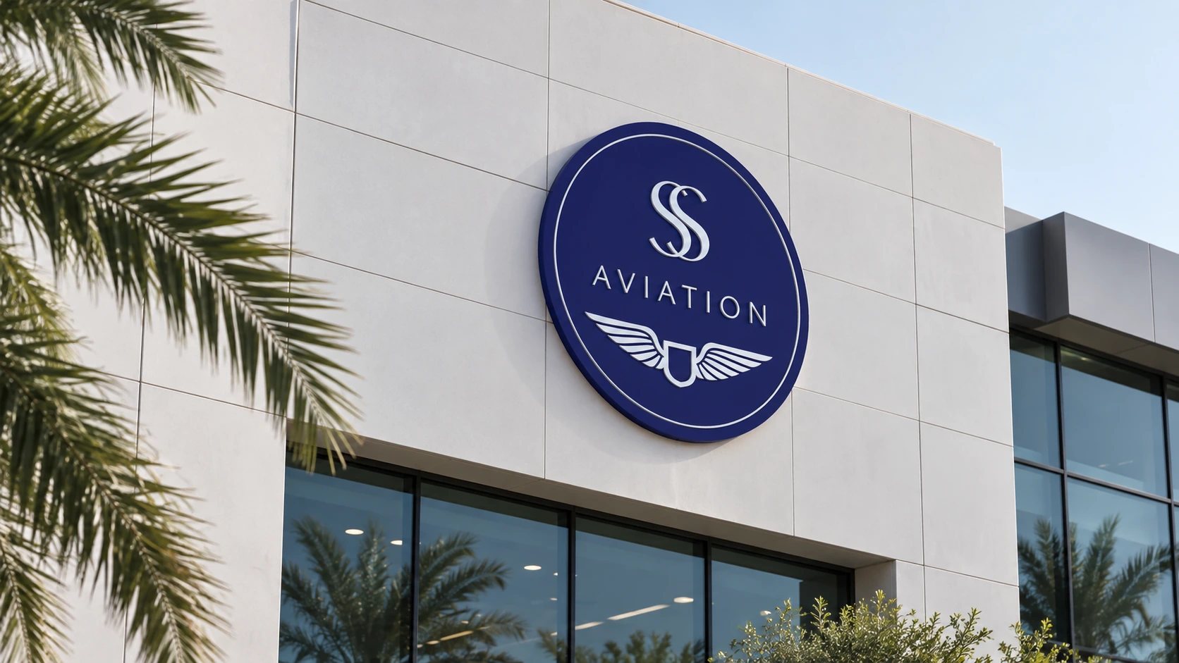 SS Aviation office exterior with corporate logo